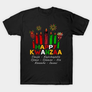 Happy Kwanzaa Seven Candles Principles Africa Celebration T-Shirt